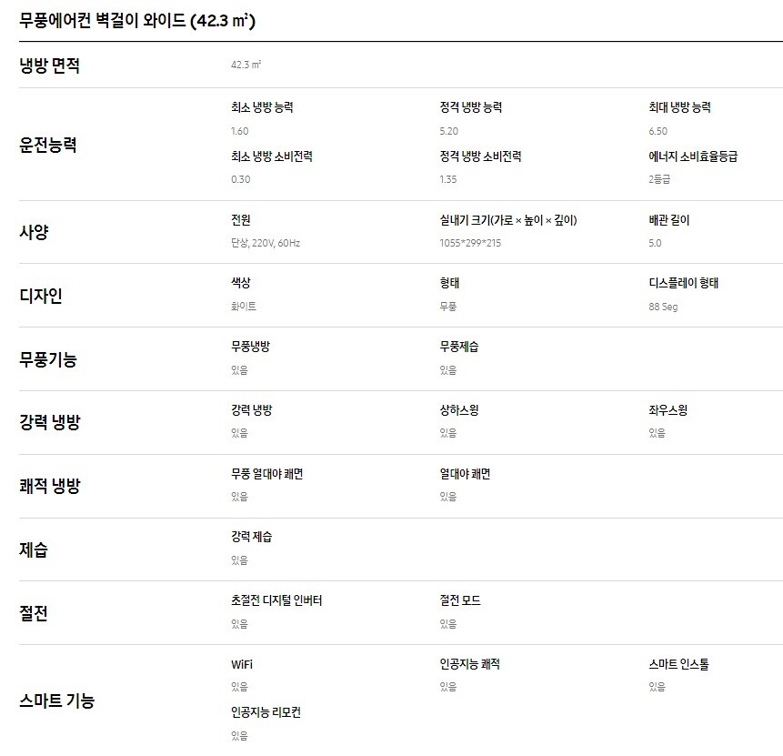 무풍 와이드 벽걸이 에어컨 13평형 (22년 출시)